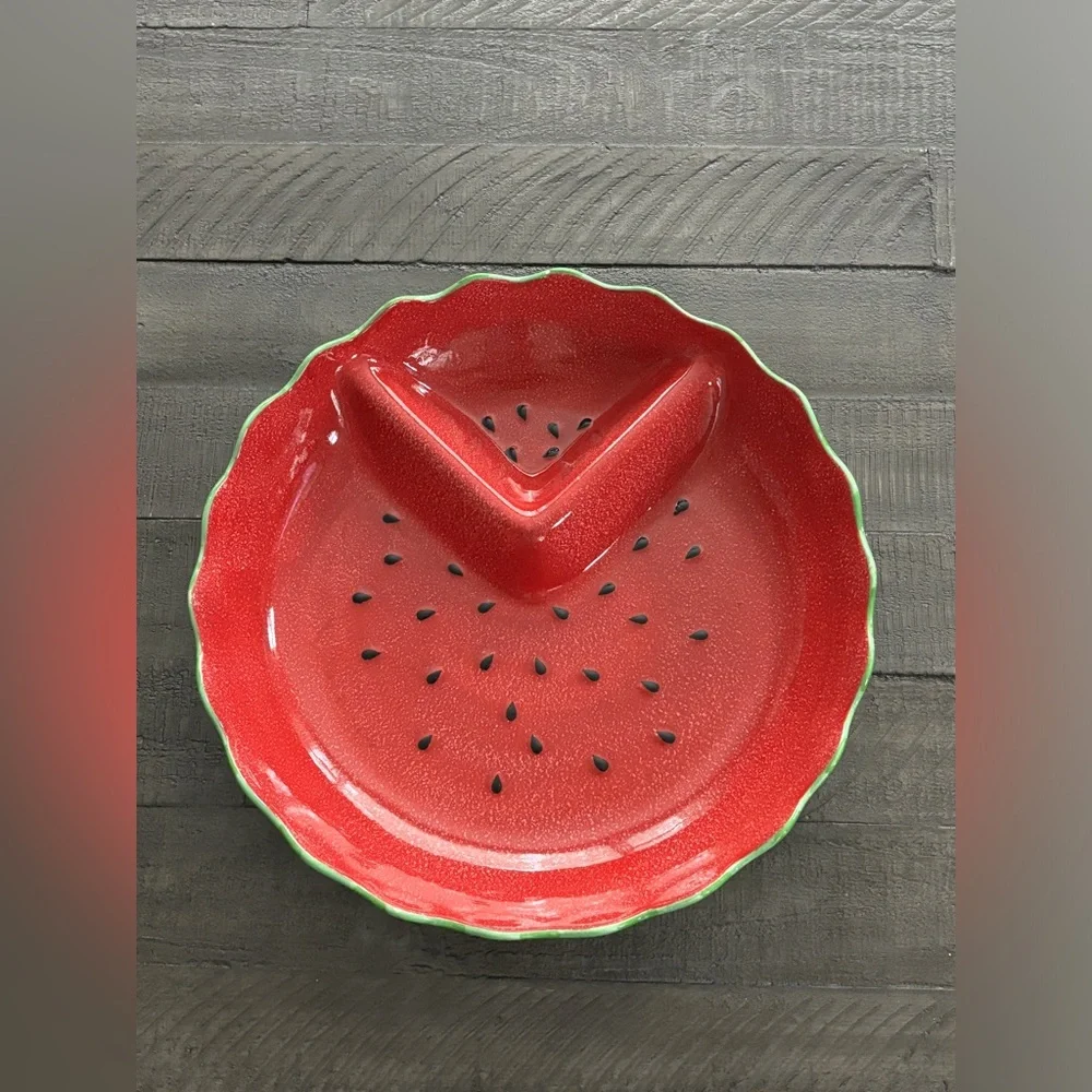 Williams Sonoma Watermelon Scalloped Divider Dish